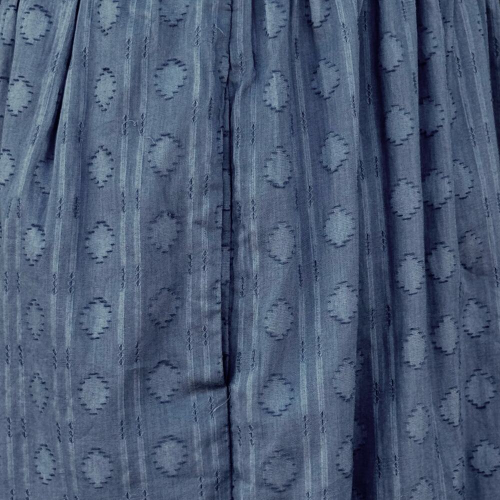 Anthropologie The Peregrine Blue Smocked Midi Dress Ruffle Sleeve Button Front L - Picture 8 of 8